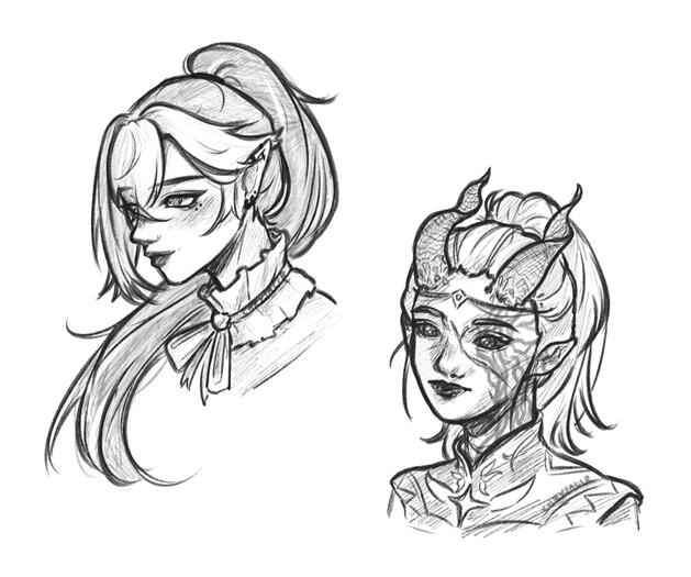 bust b/w sketch examples